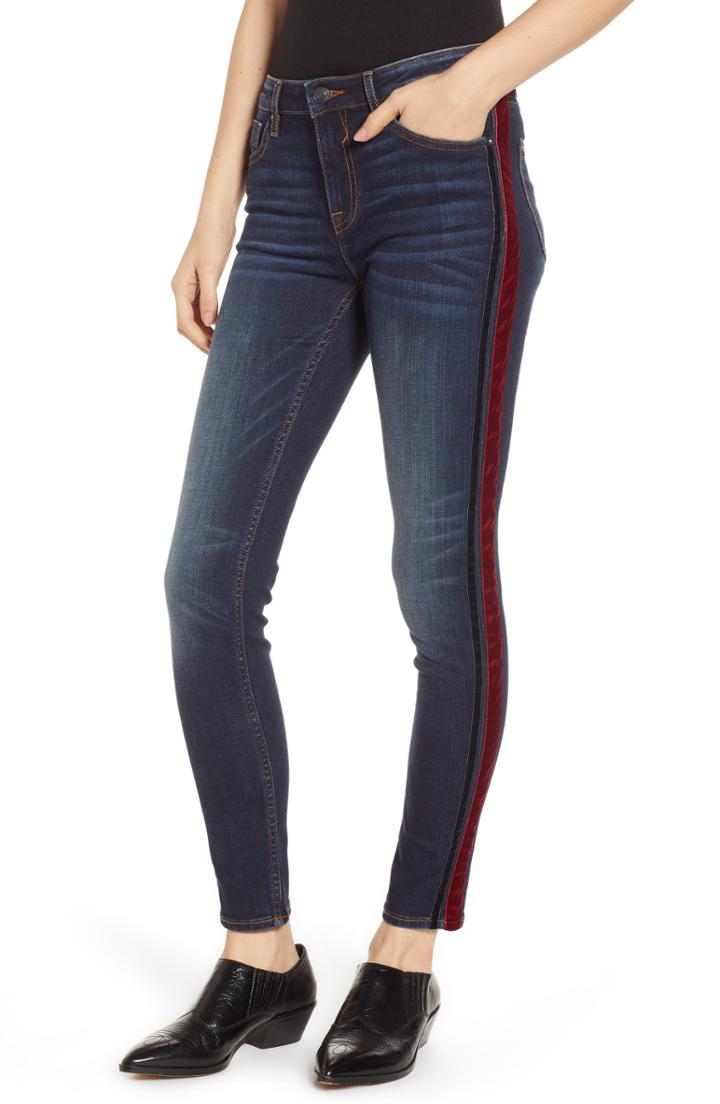 Women's Vigoss Marley Velvet Stripe Jeans - Blue