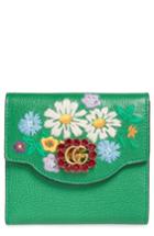 Women's Gucci Embroidered Floral Leather Wallet -