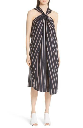 Women's Vince Stripe Twist Front Halter Dress - Blue