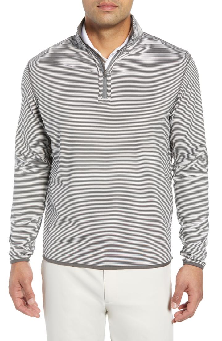 Men's Peter Millar Reversible Stripe Performance Quarter Zip Pullover