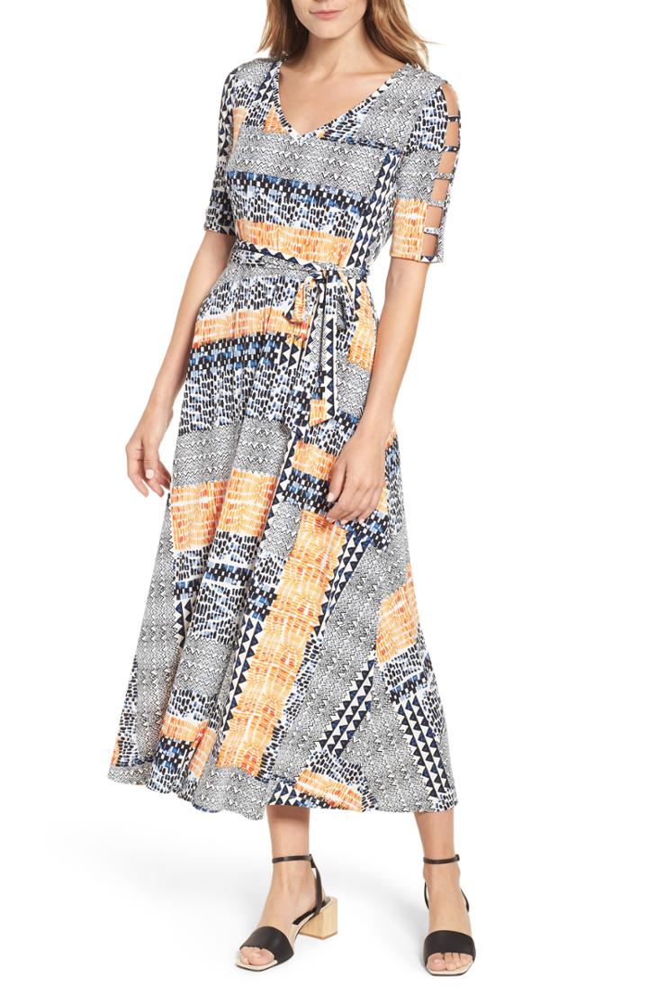 Women's Chaus Patchwork Cutout Sleeve Maxi Dress