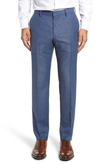 Men's Boss Blake Flat Front Trim Fit Solid Wool Trousers R - Blue