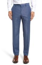 Men's Boss Blake Flat Front Trim Fit Solid Wool Trousers R - Blue