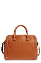 Sole Society Speedy Studded Faux Leather Satchel - Brown