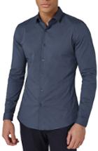 Men's Topman Polka Dot Stretch Smart Shirt - Blue