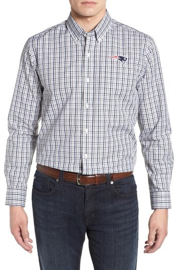 Men's Cutter & Buck New England Patriots - Gilman Regular Fit Plaid Sport Shirt - Blue