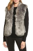 Women's Love Token Faux Fur Knit Vest - Grey