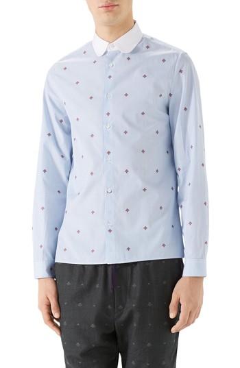 Men's Gucci Bee Fil Coupe Sport Shirt - Blue