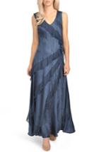 Women's Komarov Asymmetrical Ruffle Charmeuse Gown With Wrap - Blue