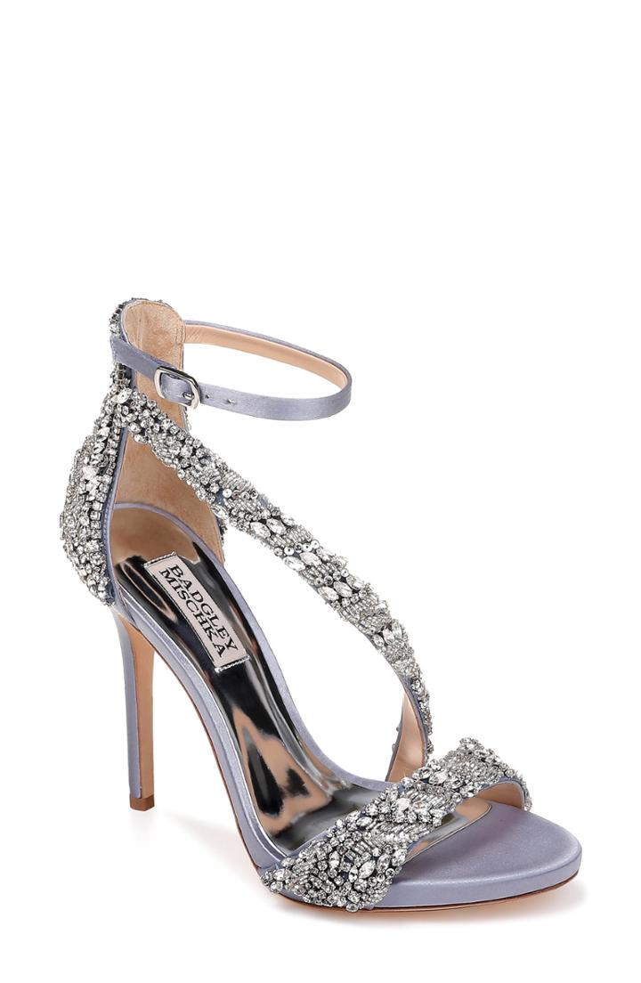 Women's Badgley Mischka Venice Crystal Embellished Strappy Sandal .5 M - Blue