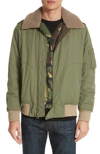 Men's Rag & Bone Flight Jacket With Genuine Shearling Collar