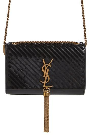 Saint Laurent Small Kate Sequin Leather Crossbody Bag - Black