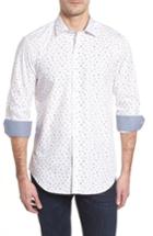 Men's Bugatchi Shaped Fit Tropical Fish Sport Shirt - White
