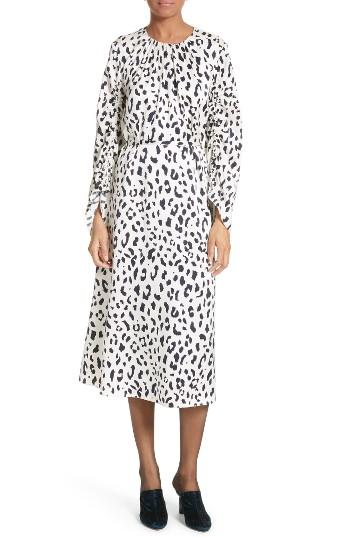 Women's Tibi Cheetah Satin Dress - Ivory