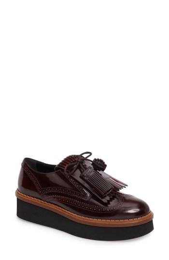 Women's Tod's Kiltie Fringe Platform Oxford .5us / 36.5eu - Burgundy