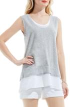 Women's Two By Vince Camuto Mixed Media Top, Size - Grey