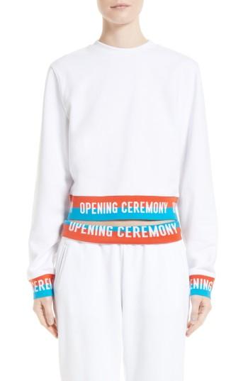 Women's Opening Ceremony Elastic Logo Crop Sweatshirt - White