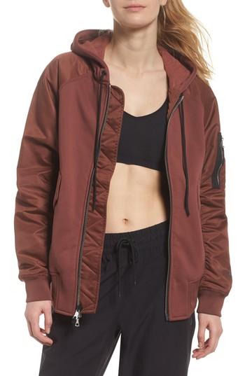 Women's Nike Nikelab Women's Mixed Media Bomber Jacket - Red