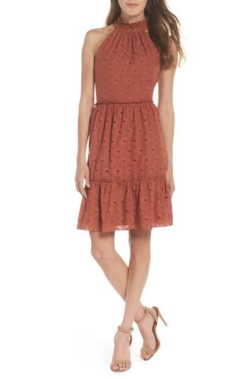 Women's Nsr Devon Eyelet Halter Dress - Red
