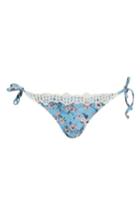 Women's Topshop Ditsy Lace Trim Tie Side Bikini Bottoms Us (fits Like 0) - Blue