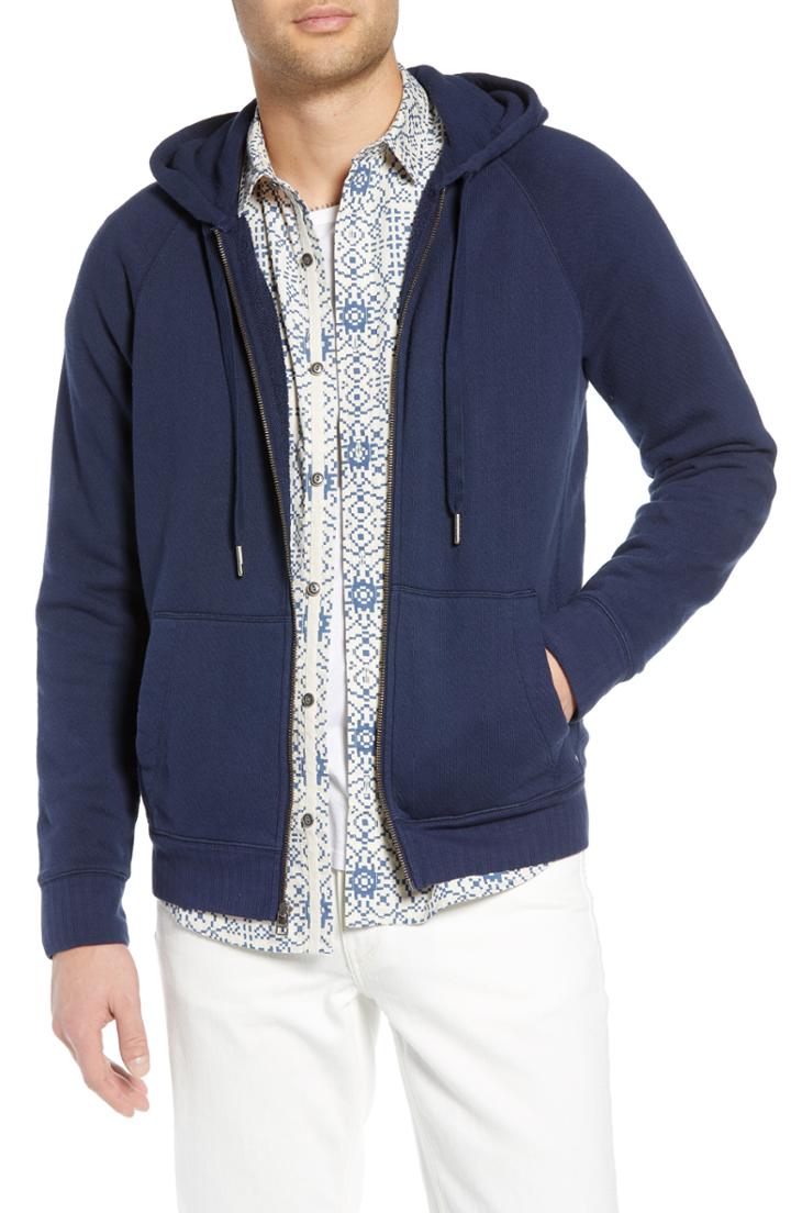 Men's Treasure & Bond Slim Fit Zip Terry Hoodie - Blue