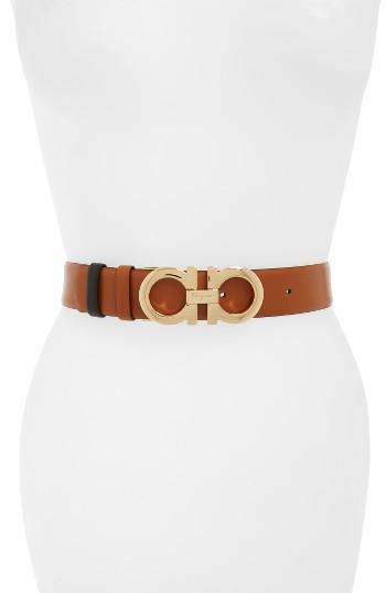 Women's Salvatore Ferragamo Reversible Gancini Belt - Sella Nero