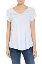 Women's Nydj Lace Trim Linen Blend Tee - White