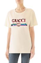 Women's Gucci Rainbow Sequin Logo Tee, Size - White