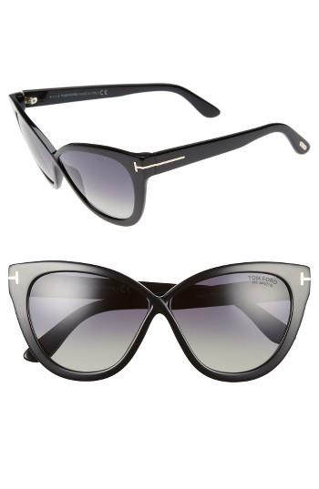 Women's Tom Ford Arabella 59mm Cat Eye Sunglasses - Black/ Polar Gradient Smoke