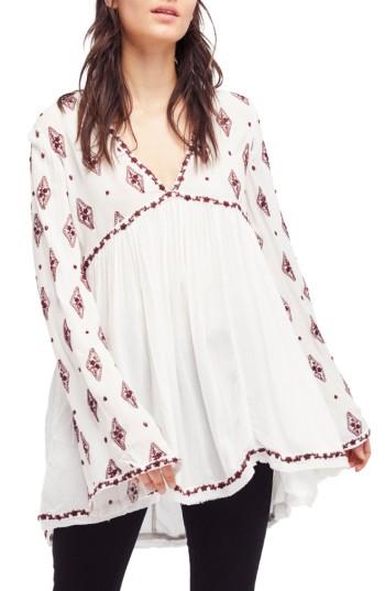 Women's Free People Embroidered Bell Sleeve Top - Ivory