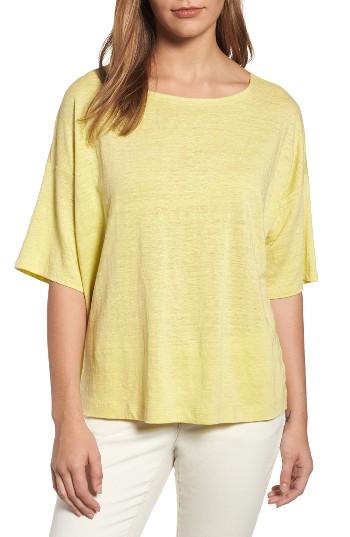 Women's Eileen Fisher Organic Linen Jersey Boxy Top, Size - Yellow