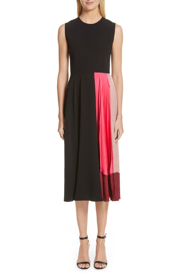 Women's Roksanda Satin Panel Georgette Midi Dress Us / 10 Uk - Black