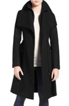 Women's Mackage Nori Belted Wool Blend Coat - Black