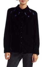 Women's Maje Castina Velvet Shirt - Black