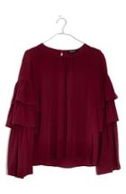 Women's Madewell Ruffle Sleeve Silk Top - Burgundy
