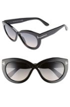 Women's Tom Ford Diane 56mm Butterfly Sunglasses - Black/ Gradient Smoke