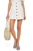 Women's Topshop Paperbag Waist Button Front Skirt Us (fits Like 0-2) - Ivory