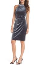 Women's Vince Camuto Draped Velvet Cocktail Dress - Grey