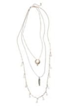 Women's Topshop Crescent, Feather & Briolette Layer Necklace