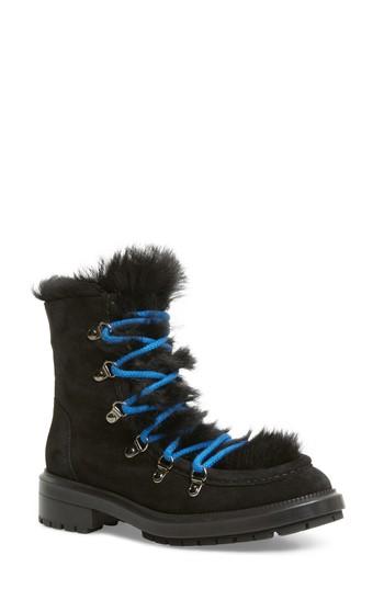 Women's Aquatalia Leni Weatherproof Boot With Genuine Shearling Trim .5 M - Black