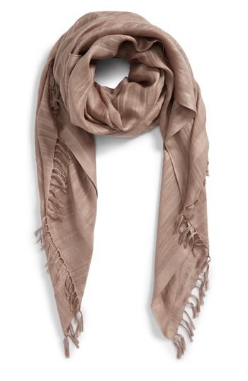 Women's Caslon Solid Linen Blend Scarf, Size - Brown