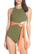 Women's Flagpole Lynn One-piece Sash Swimsuit - Green