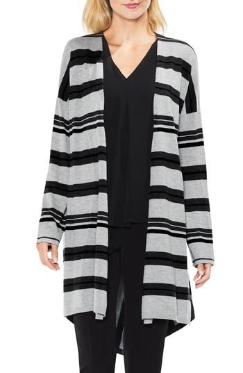 Women's Vince Camuto Stripe Open Front Cardigan - Grey