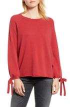 Women's Velvet By Graham & Spencer Cashmere Tie Sleeve Sweater - Red