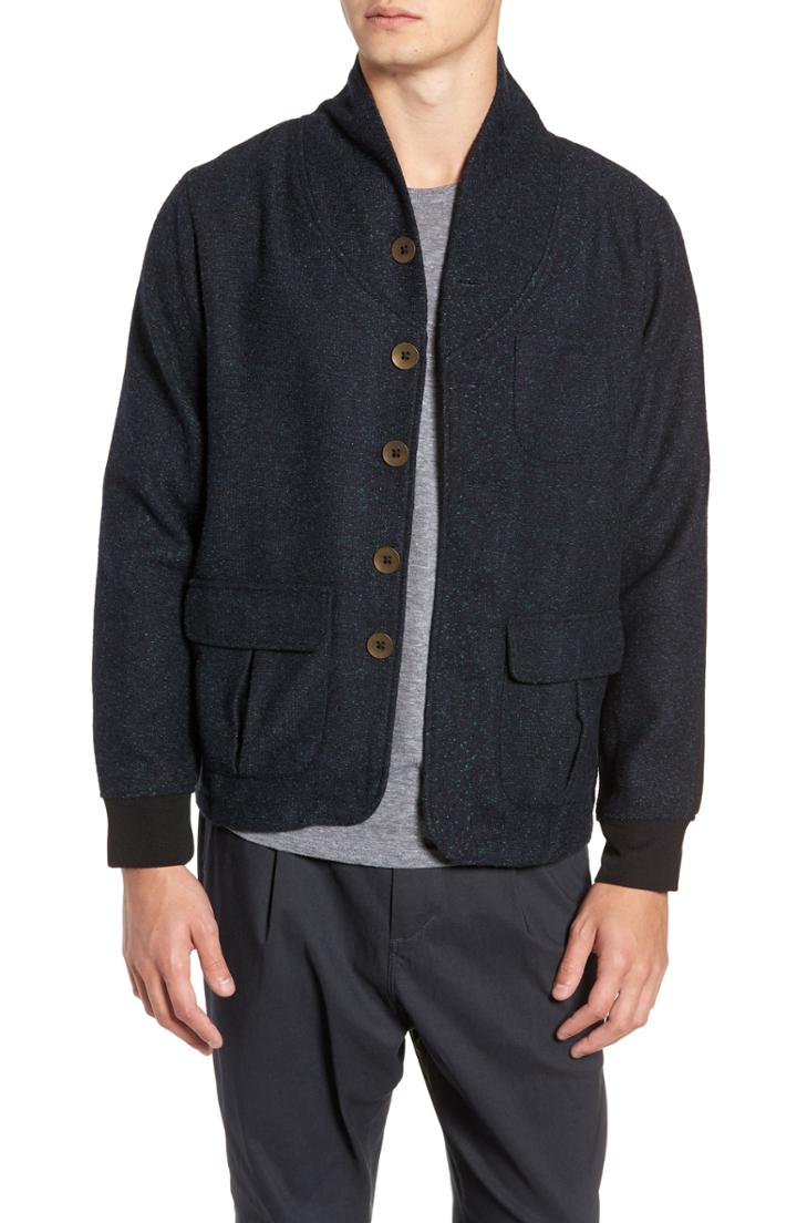 Men's Descendant Of Thieves Unbroken Speck Shawl Cardigan - Blue