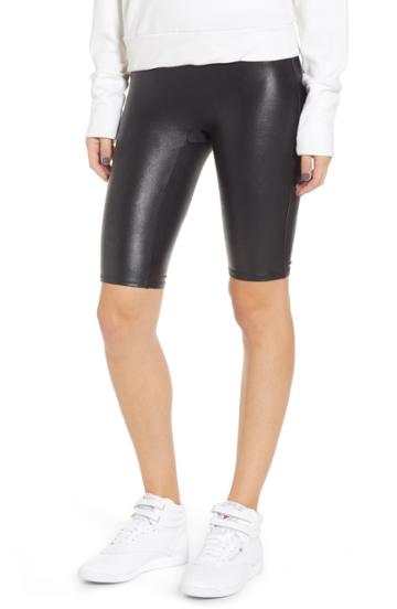 Women's Spanx Faux Leather Bike Shorts - Black