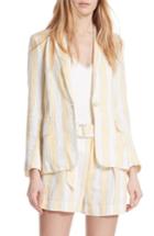 Women's Frame Stripe Linen Blazer - Yellow
