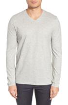 Men's Boss Tyson Long Sleeve V-neck T-shirt, Size - Grey
