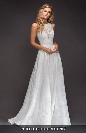 Women's Hayley Paige Nirvana Geometric Organza Ballgown, Size In Store Only - Ivory