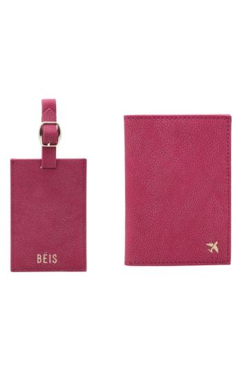 Beis Travel Luggage Tag & Passport Holder Set - Burgundy